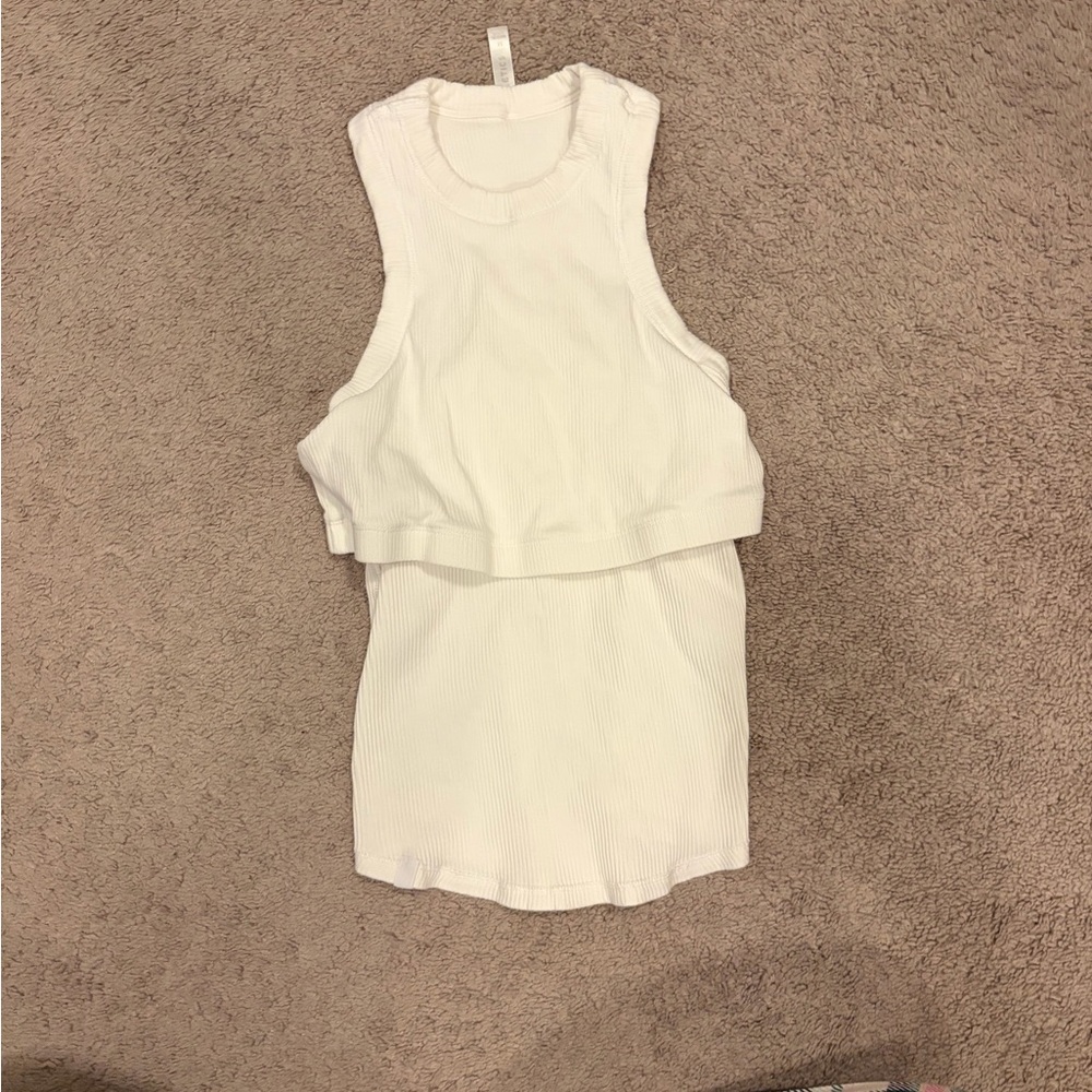 Fabletics White Ribbed Tank Top - Picture 5 of 5